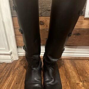 Lucchese Black Bruna Leather Boots Fits size 8.5  Tall Riding Boot Round Toe